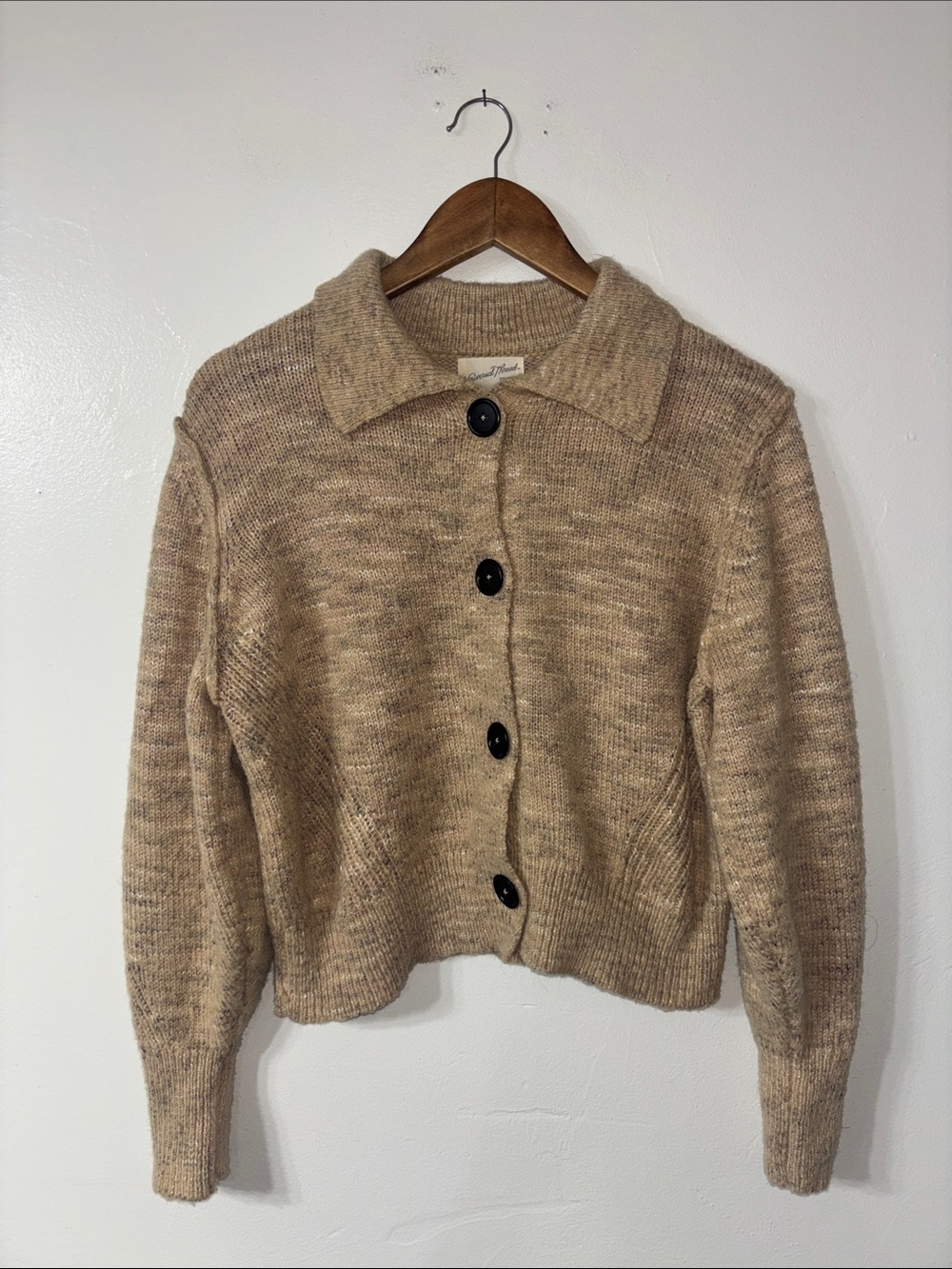 Universal Thread Tan Beige Button-Front Collared Cardigan Size Large